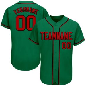 Kelly Green Red-Black Authentic Baseball Jersey, Custom&hellip;