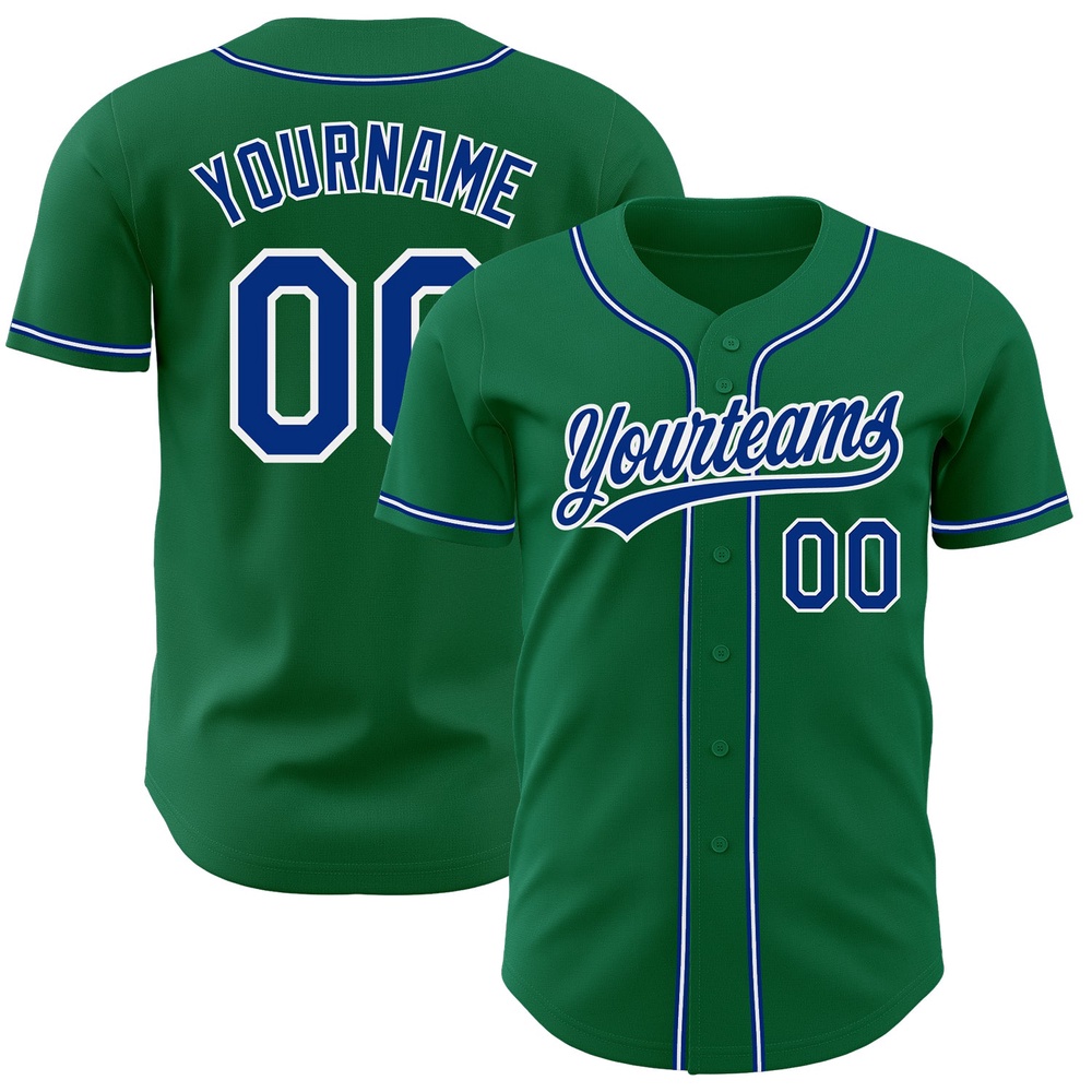 Kelly Green Royal-White Authentic Baseball Jersey, Custom Baseball Jersey, Personalized Sport Jersey Kelly Green Royal-White Authentic Baseball Jersey, Custom Baseball Jersey, Personalized Sport Jersey