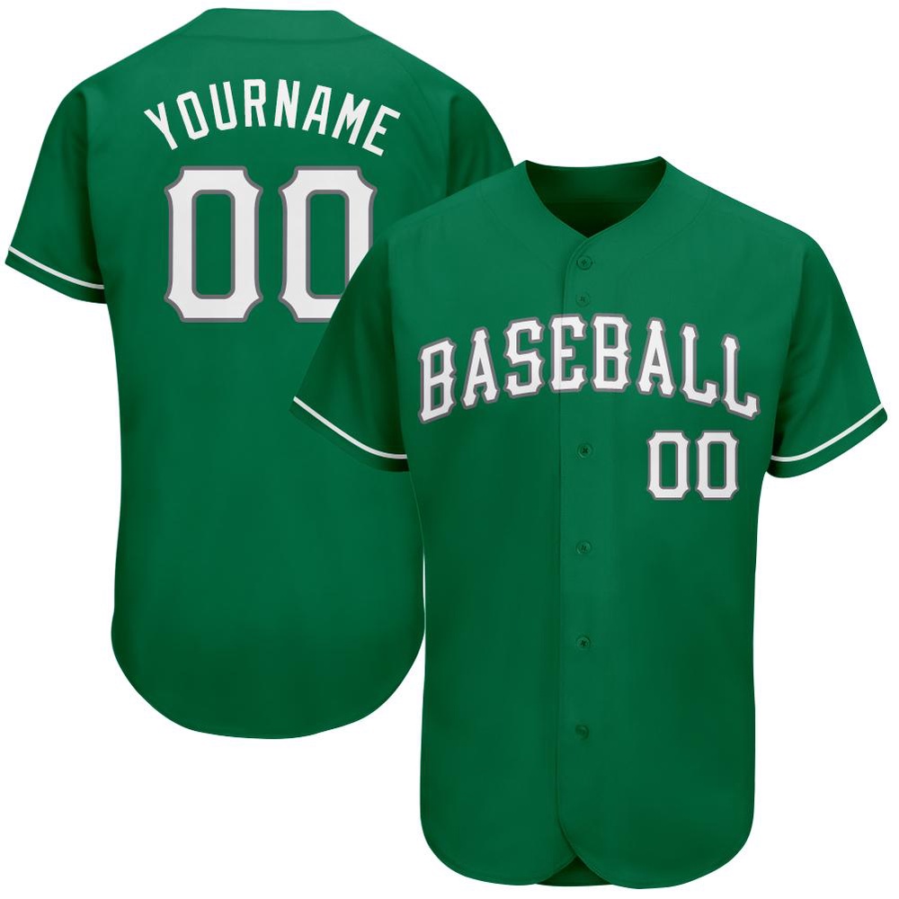 Kelly Green White-Gray Authentic St. Patrick’s Day Baseball Jersey, Custom Baseball Jersey, Personalized Sport Jersey Kelly Green White-Gray Authentic St. Patrick’s Day Baseball Jersey, Custom Baseball Jersey, Personalized Sport Jersey