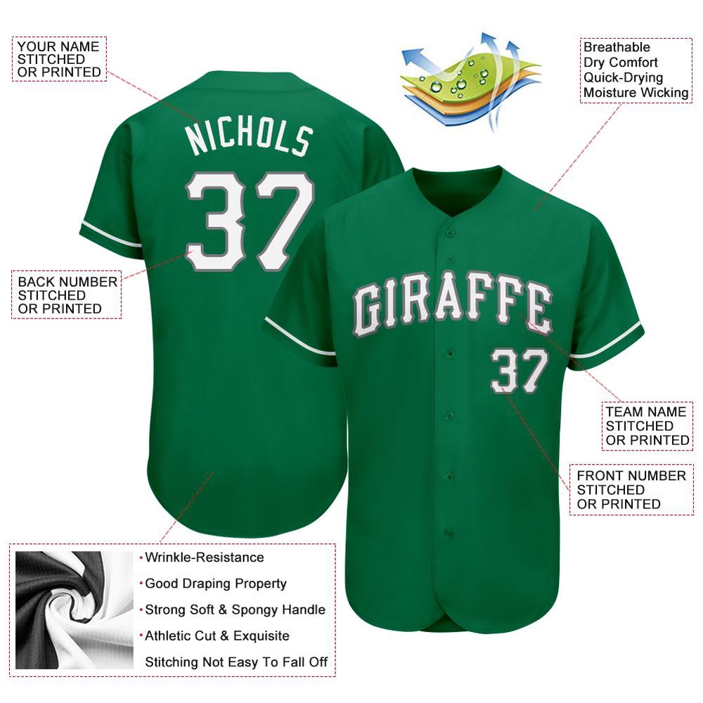 Kelly Green White-Gray Authentic St. Patrick’s Day Baseball Jersey, Custom Baseball Jersey, Personalized Sport Jersey Kelly Green White-Gray Authentic St. Patrick’s Day Baseball Jersey, Custom Baseball Jersey, Personalized Sport Jersey