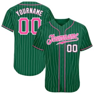 Kelly Green White Pinstripe Pink-White Authentic Baseball&hellip;