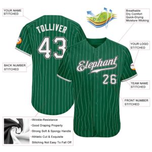 Kelly Green White Pinstripe White Gray Authentic Baseball Jersey Custom Baseball Jersey Personalized Sport Jersey 2 f53c1o.jpg