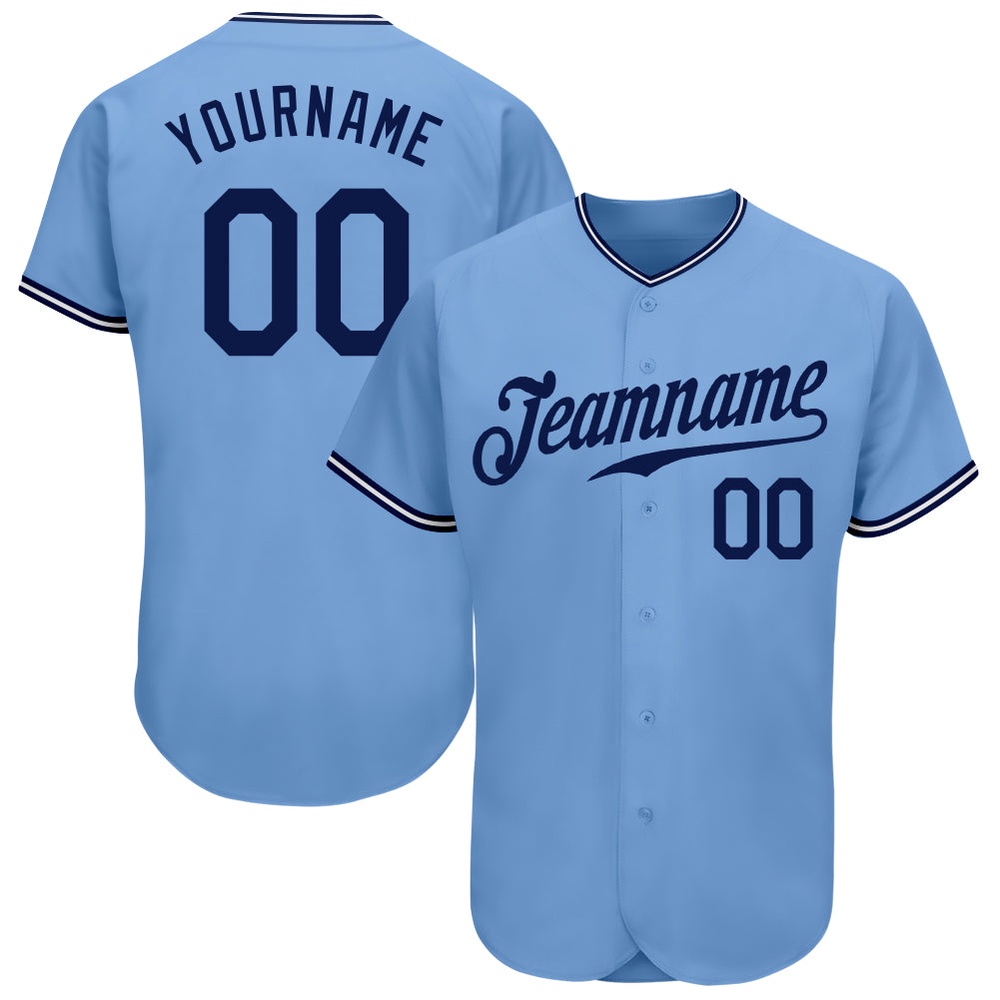 Light Blue Navy-White Authentic Baseball Jersey, Custom Baseball Jersey, Personalized Sport Jersey Light Blue Navy-White Authentic Baseball Jersey, Custom Baseball Jersey, Personalized Sport Jersey