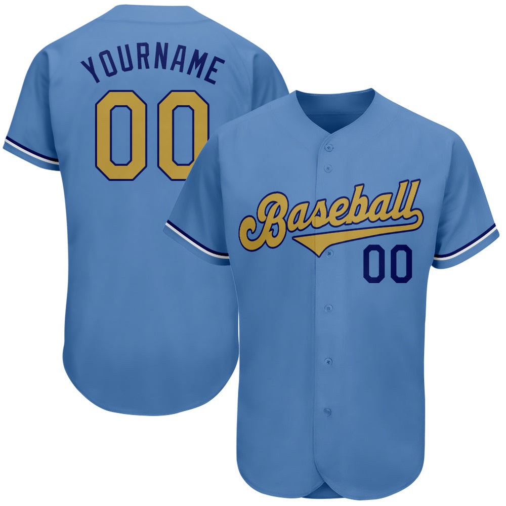 Light Blue Old Gold-Royal Authentic Baseball Jersey, Custom Baseball Jersey, Personalized Sport Jersey Light Blue Old Gold-Royal Authentic Baseball Jersey, Custom Baseball Jersey, Personalized Sport Jersey