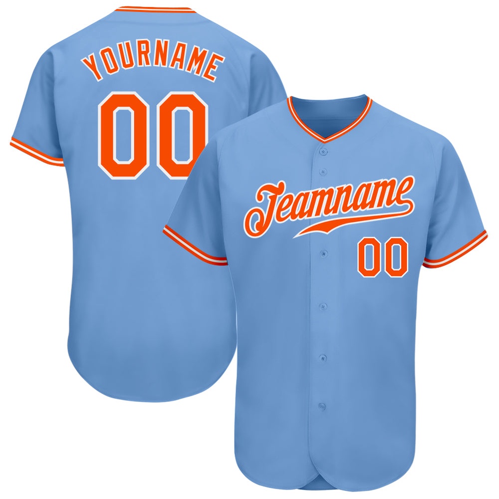 Light Blue Orange-White Authentic Baseball Jersey, Custom Baseball Jersey, Personalized Sport Jersey Light Blue Orange-White Authentic Baseball Jersey, Custom Baseball Jersey, Personalized Sport Jersey