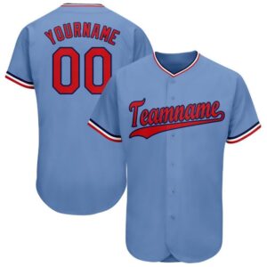 Light Blue Red-Navy Baseball Jersey, Custom Baseball&hellip;