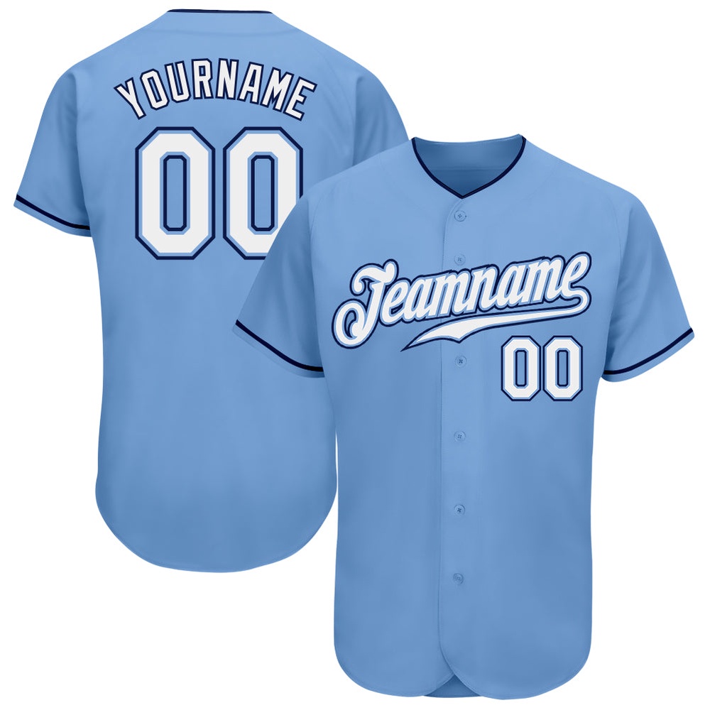 Light Blue White-Navy Authentic Baseball Jersey, Custom Baseball Jersey, Personalized Sport Jersey Light Blue White-Navy Authentic Baseball Jersey, Custom Baseball Jersey, Personalized Sport Jersey