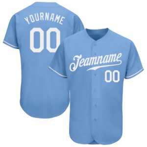 Light Blue White Authentic Baseball Jersey, Custom&hellip;