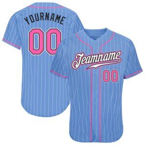 Light Blue White Pinstripe Pink-Black Authentic Baseball&hellip;