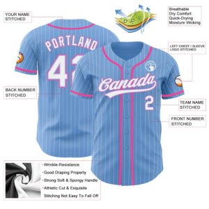 Light Blue White Pinstripe Pink Authentic Baseball Jersey Custom Baseball Jersey Personalized Sport Jersey 2 idipae.jpg