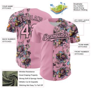 Light Pink Black 3D Pattern Design Vintage Tattoos Authentic Baseball Jersey Custom Baseball Jersey Personalized Sport Jersey 2 vcmv2b.jpg