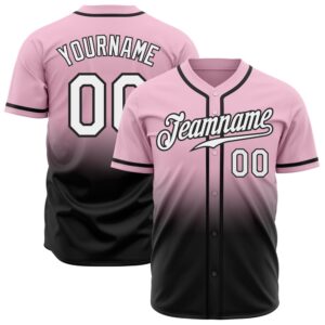 Light Pink White-Black Authentic Fade Fashion Baseball&hellip;