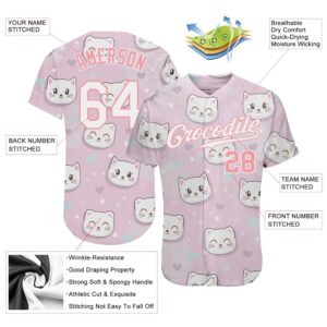Light Pink White Light Pink 3D Pattern Design Cats Authentic Baseball Jersey Custom Baseball Jersey Personalized Sport Jersey 2 di0841.jpg