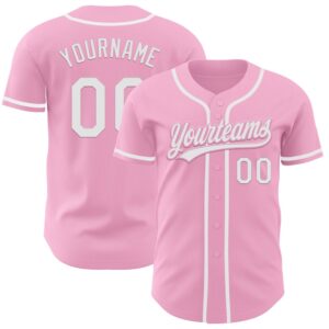 Light Pink White Authentic Baseball Jersey, Custom&hellip;