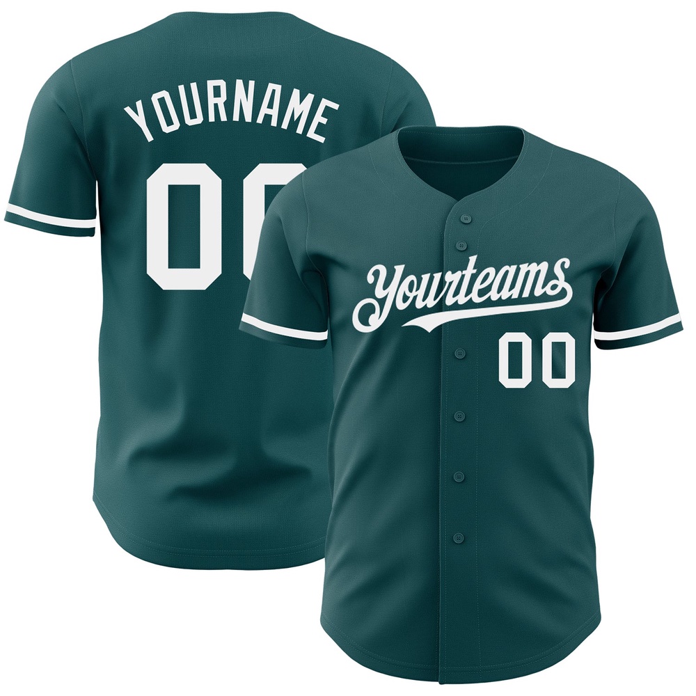 Midnight Green White Authentic Baseball Jersey, Custom Baseball Jersey, Personalized Sport Jersey