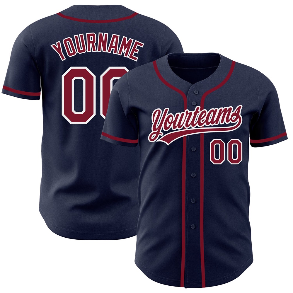 Navy Crimson-White Authentic Baseball Jersey, Custom Baseball Jersey, Personalized Sport Jersey