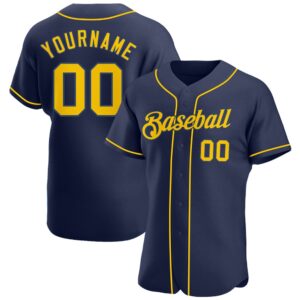 Navy Gold-Navy Authentic Baseball Jersey, Custom Baseball&hellip;