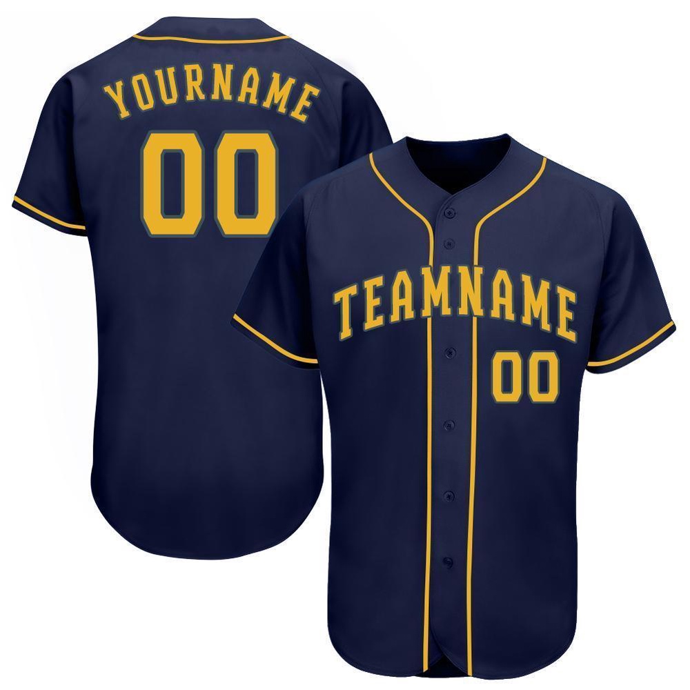 Navy Gold Baseball Jersey, Custom Baseball Jersey, Personalized Sport Jersey