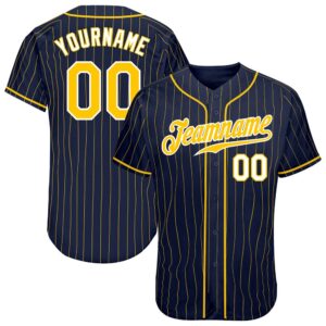 Navy Gold Pinstripe Gold-White Authentic Baseball Jersey,&hellip;