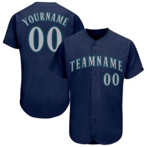 Navy Gray-Teal Baseball Jersey, Custom Baseball Jersey,&hellip;