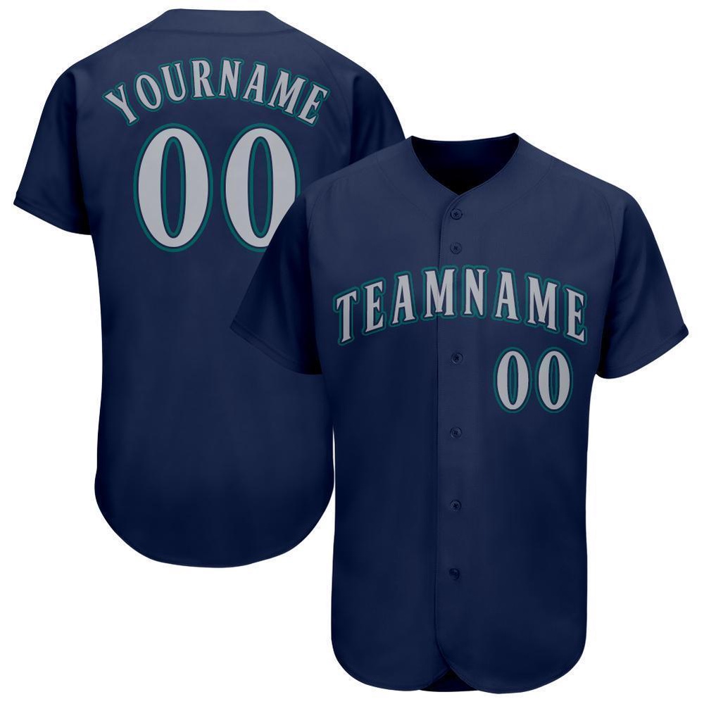 Navy Gray-Teal Baseball Jersey, Custom Baseball Jersey, Personalized Sport Jersey Navy Gray-Teal Baseball Jersey, Custom Baseball Jersey, Personalized Sport Jersey