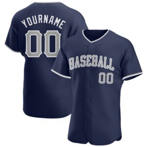 Navy Gray-White Authentic Baseball Jersey, Custom Baseball&hellip;
