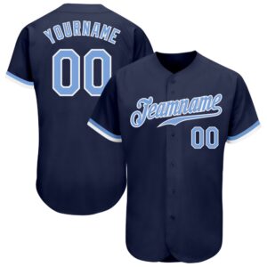 Navy Light Blue-White Authentic Baseball Jersey, Custom&hellip;