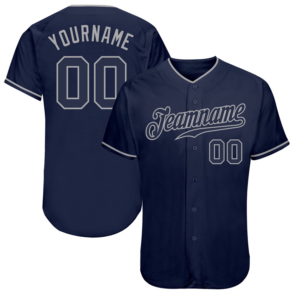 Navy Navy-Gray Authentic Baseball Jersey, Custom Baseball Jersey, Personalized Sport Jersey Navy Navy-Gray Authentic Baseball Jersey, Custom Baseball Jersey, Personalized Sport Jersey