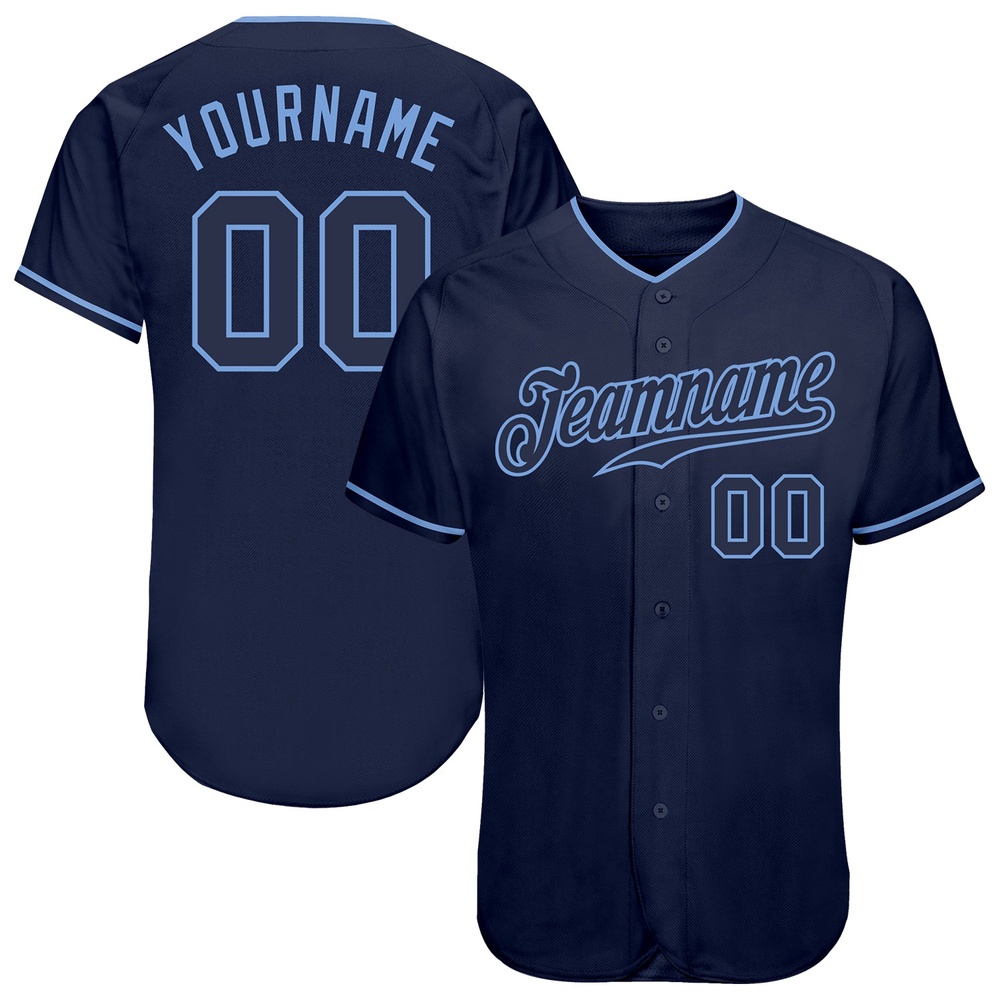 Navy Navy-Light Blue Authentic Baseball Jersey, Custom Baseball Jersey, Personalized Sport Jersey