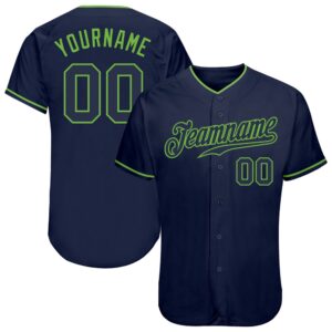 Navy Navy-Neon Green Authentic Baseball Jersey, Custom&hellip;