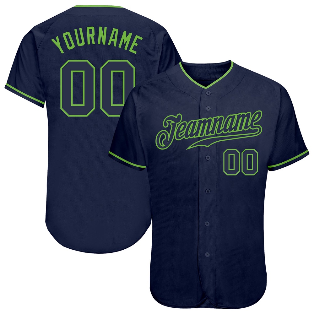 Navy Navy-Neon Green Authentic Baseball Jersey, Custom Baseball Jersey, Personalized Sport Jersey Navy Navy-Neon Green Authentic Baseball Jersey, Custom Baseball Jersey, Personalized Sport Jersey