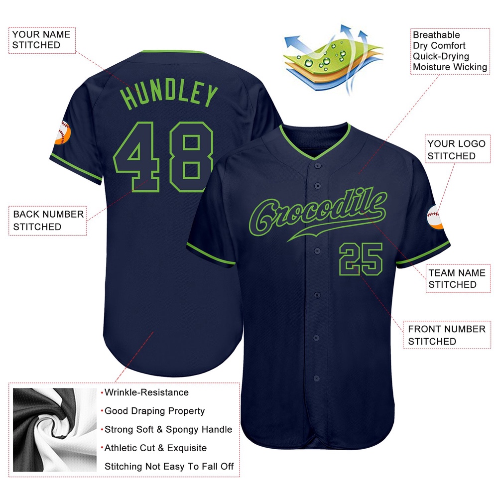 Navy Navy-Neon Green Authentic Baseball Jersey, Custom Baseball Jersey, Personalized Sport Jersey Navy Navy-Neon Green Authentic Baseball Jersey, Custom Baseball Jersey, Personalized Sport Jersey