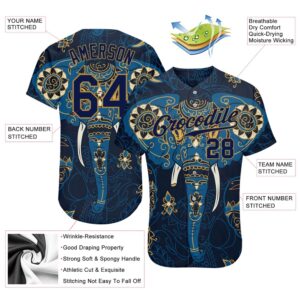Navy Navy Old Gold 3D Pattern Design Elephant Authentic Baseball Jersey Custom Baseball Jersey Personalized Sport Jersey 2 n7d9l0.jpg