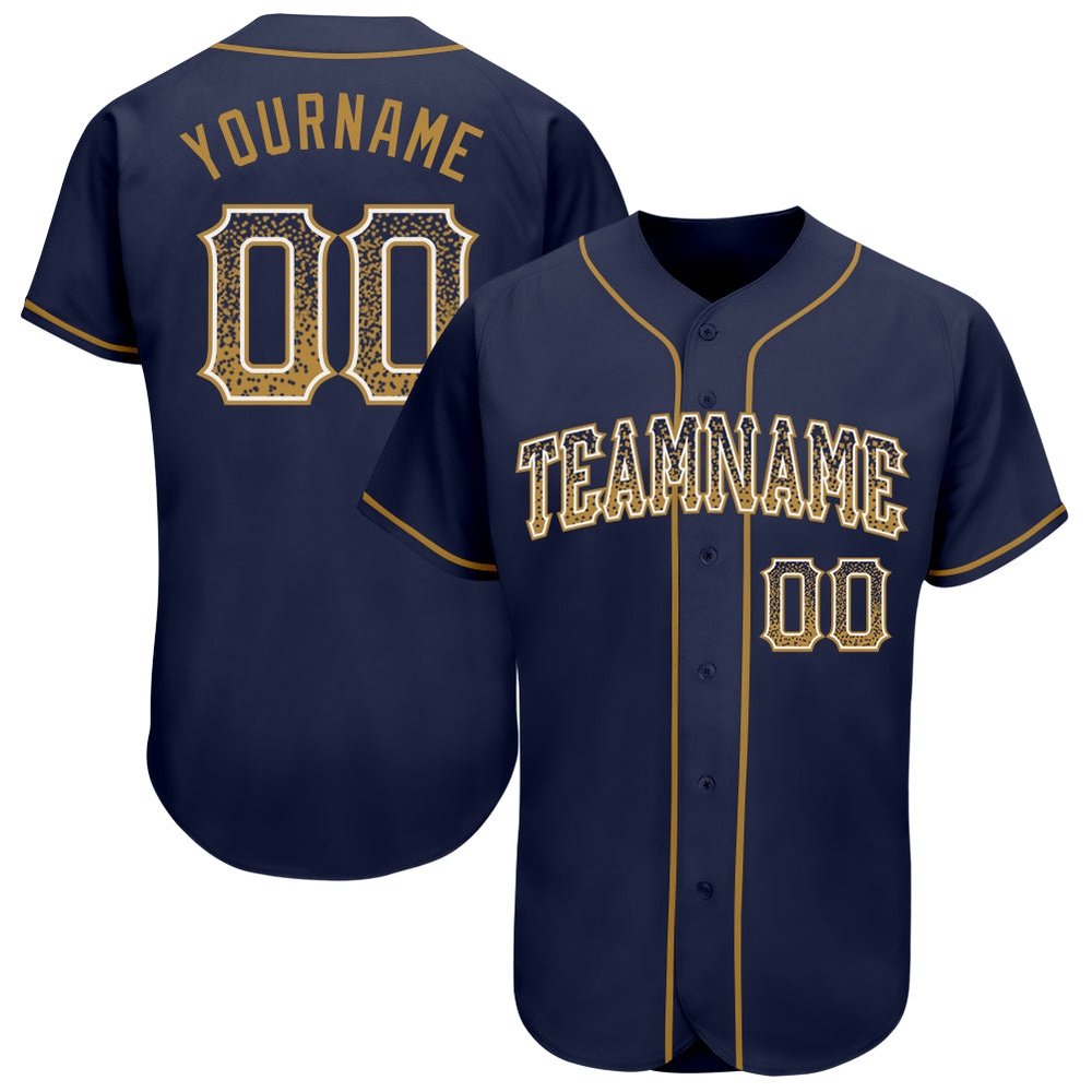 Navy Old Gold-White Authentic Drift Fashion Baseball Jersey, Custom Baseball Jersey, Personalized Sport Jersey