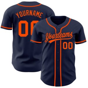 Navy Orange-Navy Authentic Baseball Jersey, Custom Baseball&hellip;