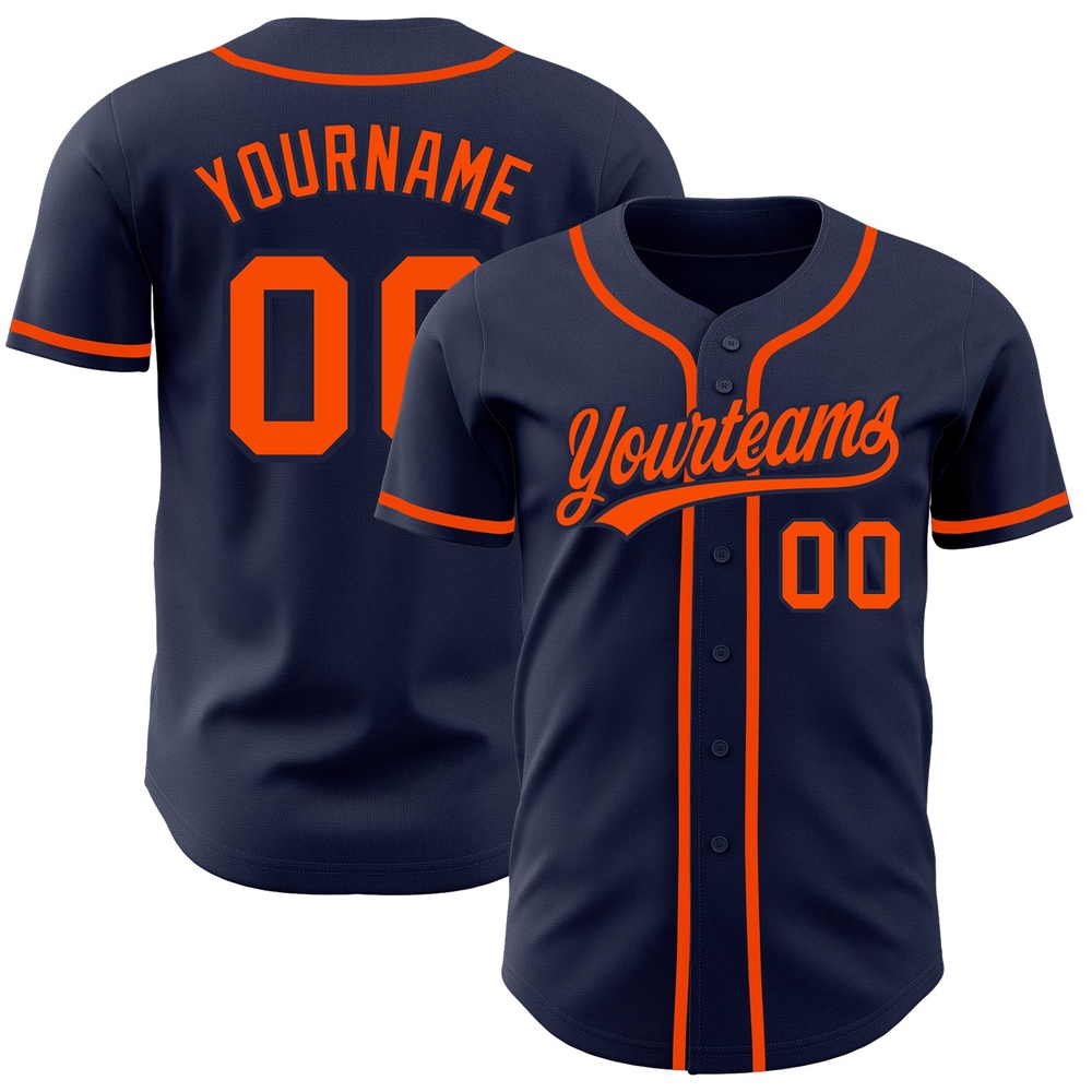 Navy Orange-Navy Authentic Baseball Jersey, Custom Baseball Jersey, Personalized Sport Jersey