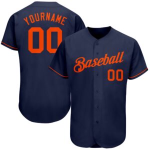 Navy Orange Authentic Baseball Jersey, Custom Baseball&hellip;