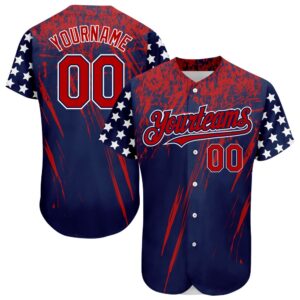 Navy Red-Royal 3D American Flag Authentic Baseball&hellip;