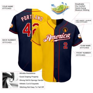 Navy Red Yellow Authentic Split Fashion Baseball Jersey Custom Baseball Jersey Personalized Sport Jersey 2 ofqmpf.jpg