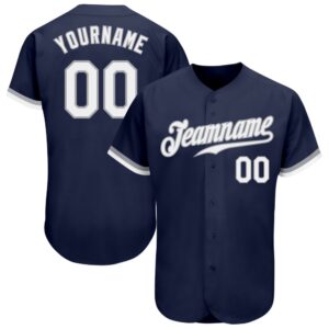 Navy White-Gray Authentic Baseball Jersey, Custom Baseball&hellip;