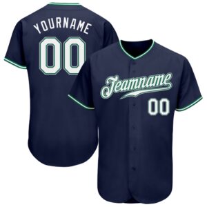 Navy White-Kelly Green Authentic Baseball Jersey, Custom&hellip;