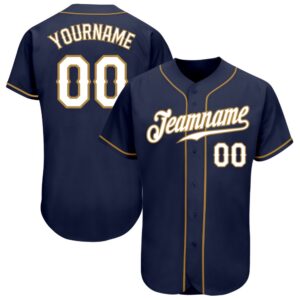 Navy White-Old Gold Authentic Baseball Jersey, Custom&hellip;