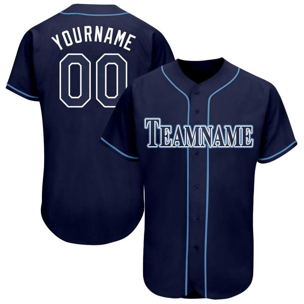 Navy White-Powder Blue Baseball Jersey, Custom Baseball Jersey, Personalized Sport Jersey