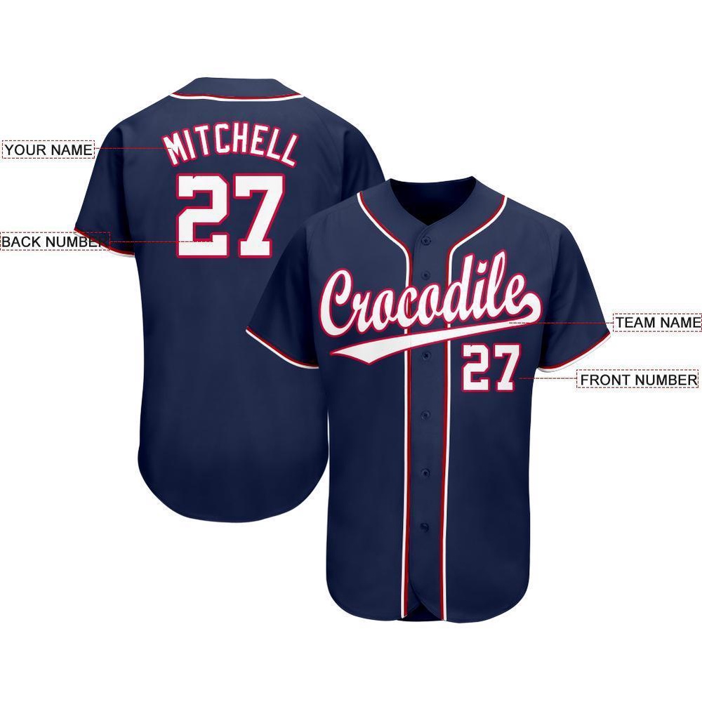 Navy White-Red Baseball Jersey, Custom Baseball Jersey, Personalized Sport Jersey