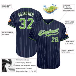 Navy White Pinstripe Neon Green White Authentic Baseball Jersey Custom Baseball Jersey Personalized Sport Jersey 2 najujt.jpg