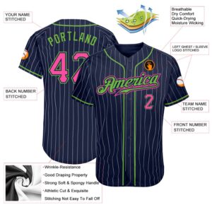 Navy White Pinstripe Pink Neon Green Authentic Baseball Jersey Custom Baseball Jersey Personalized Sport Jersey 2 attu6c.jpg