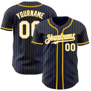 Navy Yellow Pinstripe White Authentic Baseball Jersey,&hellip;