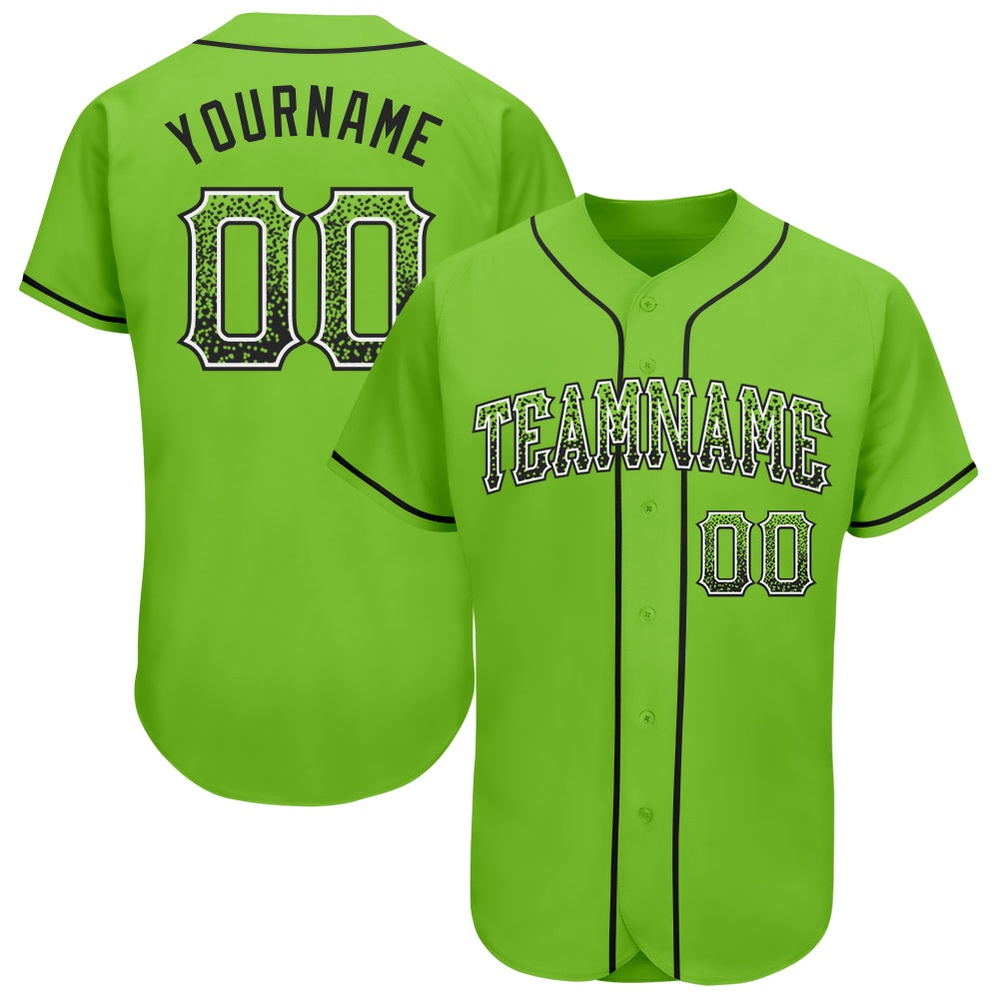 Neon Green Black-White Authentic Drift Fashion Baseball Jersey, Custom Baseball Jersey, Personalized Sport Jersey