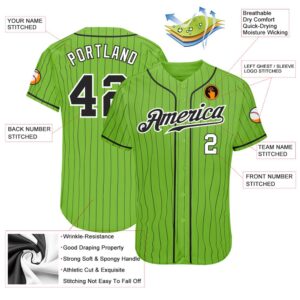 Neon Green Black Pinstripe Black White Authentic Baseball Jersey Custom Baseball Jersey Personalized Sport Jersey 2 wwtgca.jpg