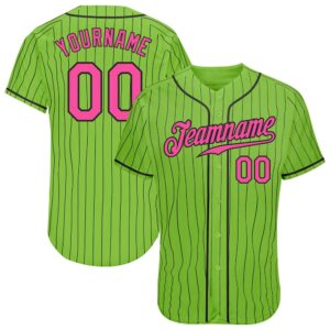 Neon Green Black Pinstripe Pink-Black Authentic Baseball&hellip;